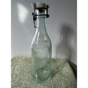 Vintage Tuborg Embossed Glass Bottle Swing Top Ceramic Stopper 9in